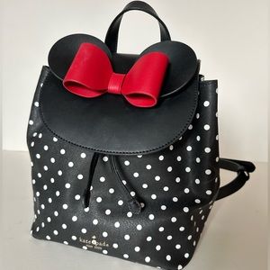 Disney x Kate Spade New York Minnie Mouse Backpack Bag Purse Black Polka Dots